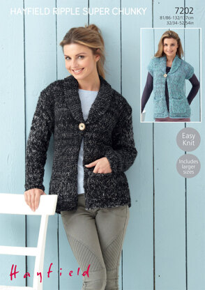 Woman’s Jacket and Waiscoat in Hayfield Ripple\nSuper Chunky - 7202 - Downloadable PDF