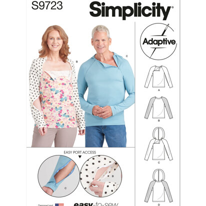 Simplicity Unisex Dual Port Access Chemo Top and Hoodie S9723 - Sewing Pattern