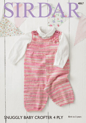 Dungarees in Sirdar Snuggly Baby Crofter 4Ply - 4867 - Downloadable PDF