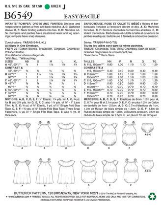 Butterick Infants Romper, Dress and Panties B6549 - Sewing Pattern