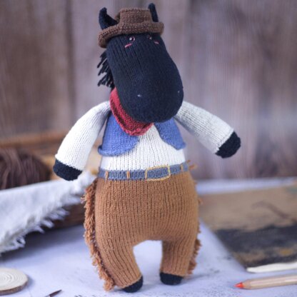 Horse Knitting Pattern -  Knitted Cowboy Horse Finn