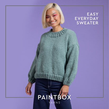 Easy Everyday Sweater - Free Knitting Pattern for Women in Paintbox Yarns Wool Blend Super Chunky