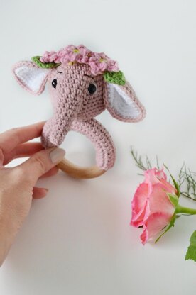 Elephant crochet rattle