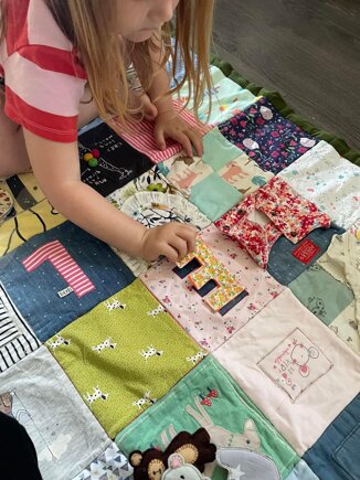 Elsie’s baby clothes memory quilt #4
