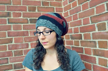 Owl Rib Slouchy Striped Beanie