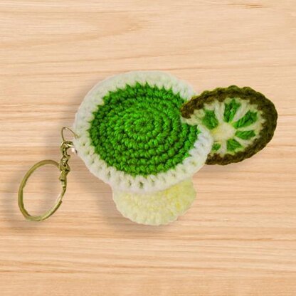 Crochet glass of lemon keychain