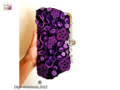 Irish Crochet Lace - Purple  Wedding bag