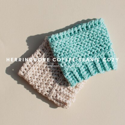 Herringbone Coffee Beanie Cozy