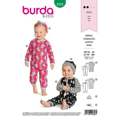 Burda Style Baby's Romper B9328 - Paper Pattern, Size 1M-18M