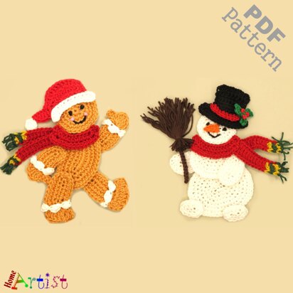 Ginger + Snowman crochet applique