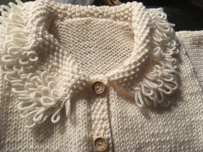 Baby Cardigan with loopy trim
