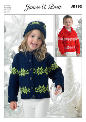 Children's Cardigan, Sweater and Hat in James C. Brett Top Value DK - JB192