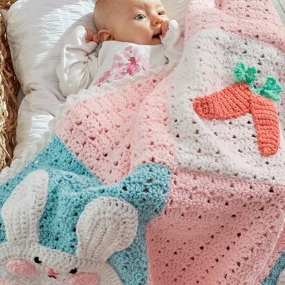 Luv My Bunny Blanket in Red Heart Baby Hugs Medium - LW5496 - Downloadable PDF