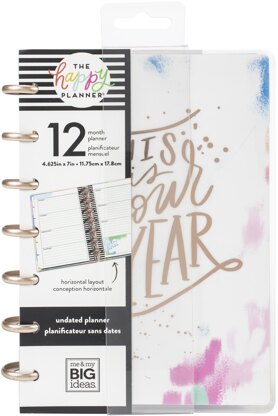 Happy Planner 12-Month Undated Mini Planner 7"X4.625" - Brushy Brights, 12 Month U