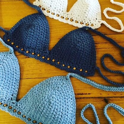 Crochet Beaded Bikini Halter Top