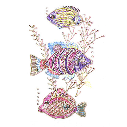 Rajmahal Fishes from Bangalore Printed Embroidery Kit - 10 x 18cm