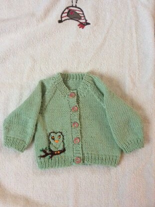 Cable Owl Baby Cardigan