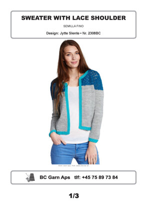 Sweater with Lace Shoulder in BC Garn Semilla Fino - 2308BC - Downloadable PDF