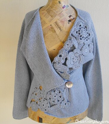 Silk knitted jacket with crochet embellishments