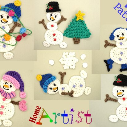 Snowman crochet applique pattern