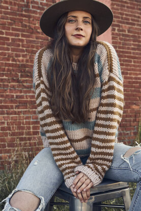 Easton Striped Pullover in Lion Brand Hue & Me - M20282-TWH - Downloadable PDF