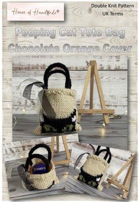 Peeping Cat Tote Bag Chocolate Orange Cover Knitting Pattern
