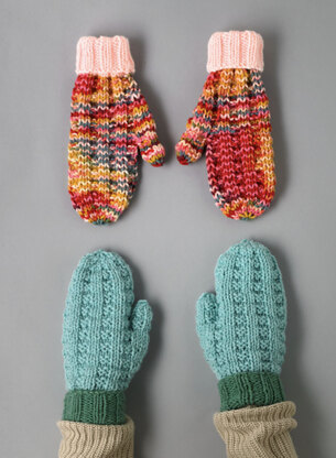 Mighty Fine Mittens - Free Gloves Knitting Pattern for Women in Paintbox Yarns Simply Chunky & Chunky Potts by Paintbox Yarns