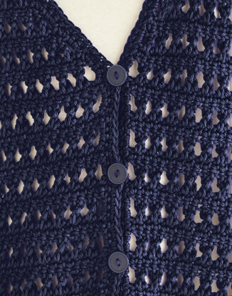 Crochet V Neck Cardigan in Sirdar Cotton DK - CCSC10253 - Downloadable PDF