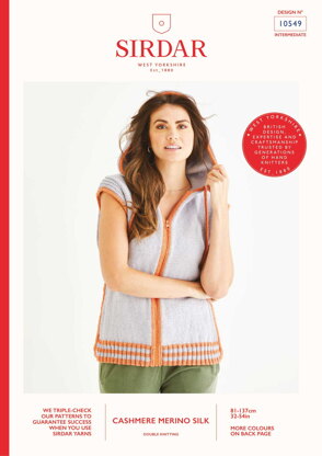 Sleek Sleeveless Hoodie in Sirdar Cashmere Merino Silk - 10549 - Downloadable PDF