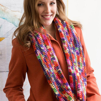 Rev Up the Color Cowl in Red Heart Super Saver Economy Prints - LW4701 - Downloadable PDF
