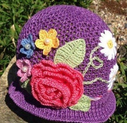 My Flower garden crochet summer hat