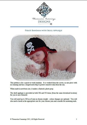 Pirate Bandana with Skull Applique