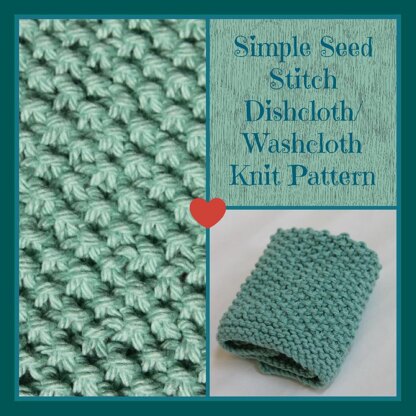 Knitting Pattern for Beginner Dishcloth in Moss / Seed Stitch