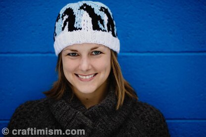 Penguin Patterned Knit Hat