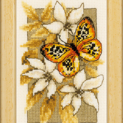 Vervaco Butterfly On Flowers Cross Stitch Kit - 8 x 12 cm