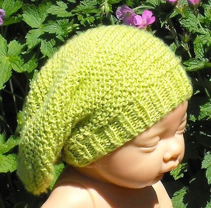 BABY SILK GARTER STITCH SLOUCH BEANIE HAT KNITTING PATTERN - MADMONKEYKNITS