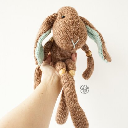 Bunny toy ( beads jointed ) knitted flat