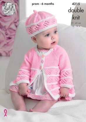 Matinee Coats, Cardigan, Beret and Hat in King Cole DK - 4215 - Downloadable PDF