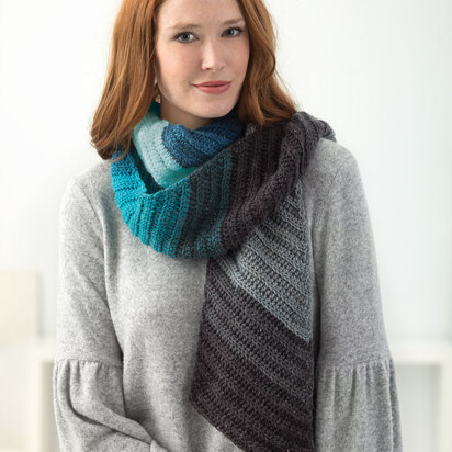 Shaded Diagonal Scarf in Lion Brand Mandala - L60379 - Downloadable PDF