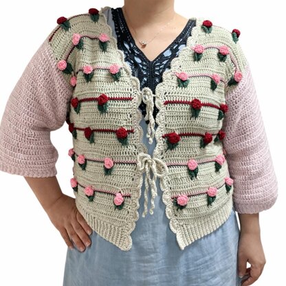 Rose Garden cardigan crochet pattern 3D stitch