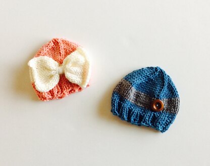 Big Bow and Color Block Knit Hats