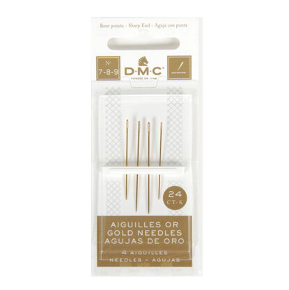 DMC 4 Gold Embroidery Needles (Sizes 7/8/9)