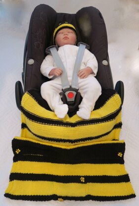 Buzzee Bee Baby Car Seat Blanket & Hat