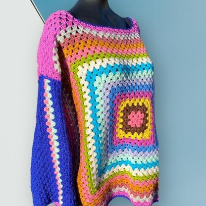 Oversized Granny Square Crochet Jumper