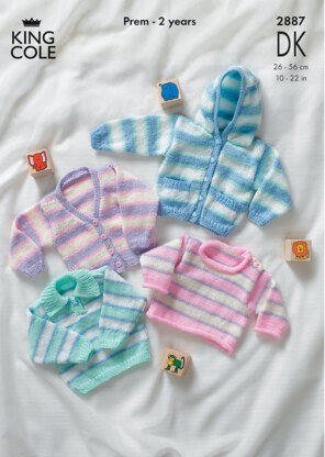 Jacket, Sweaters & Cardigan in King Cole Comfort Baby DK - 2887