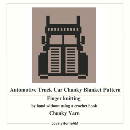 Truck Car Chunky Blanket Pattern: Finger Knitting DIY Tutorial (PDF)