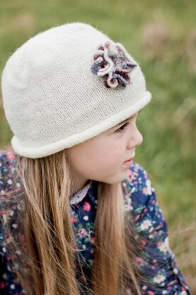 Rolled Brim Beanie with Flower