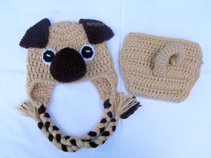 Pug Puppy Baby Hat and Diaper Cover