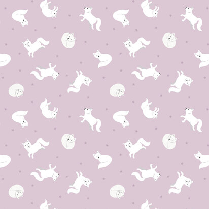 Lewis & Irene Small Things... Polar Animals - Arctic Fox on Winter Pink with Pearl