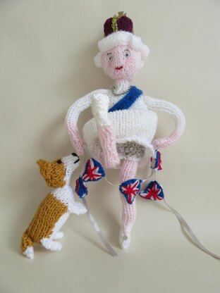 Queen Elizabeth & her Platinum Knickers Doll & Corgi Dog